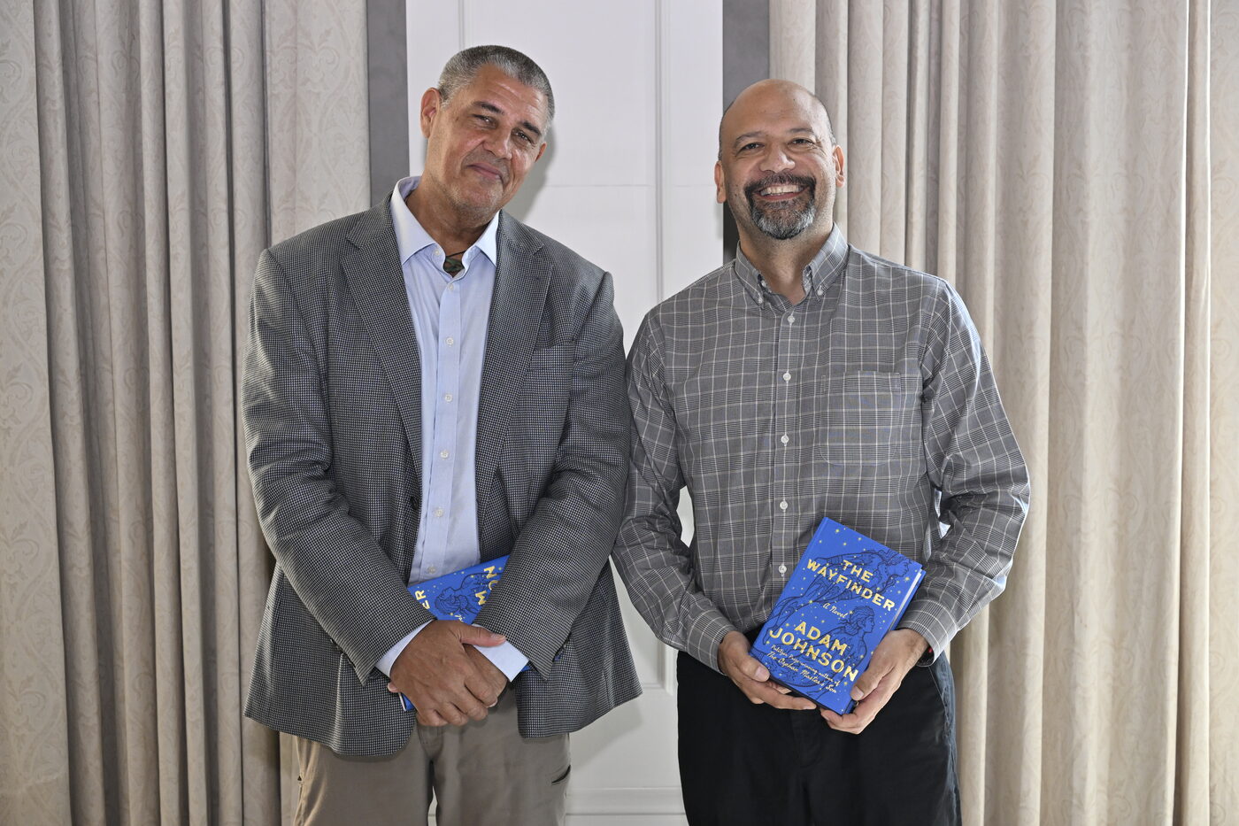 Christopher González with Pulitzer Prize–winning novelist Adam Johnson at SMU